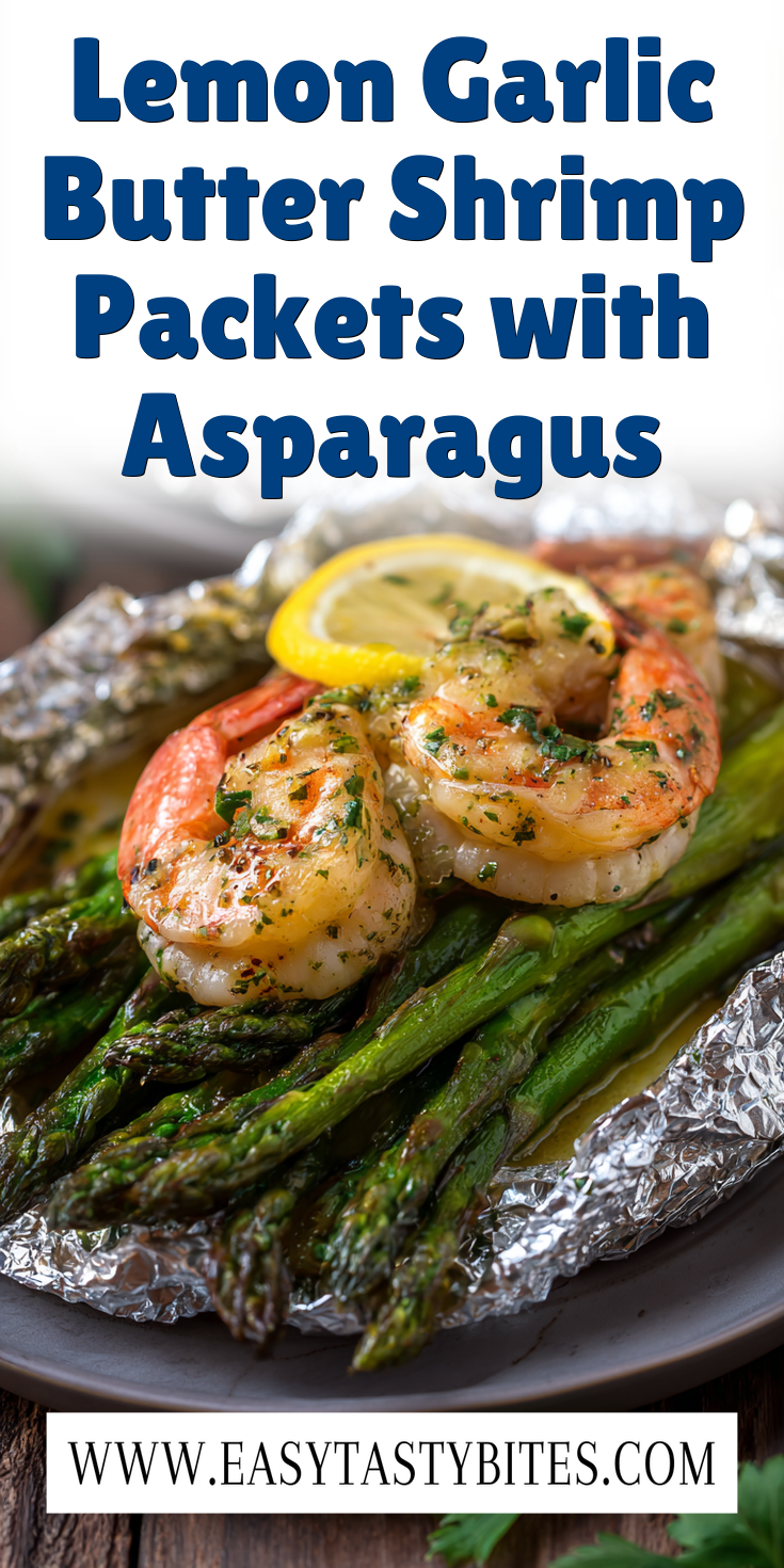 Lemon Garlic Butter Shrimp Packets with Asparagus served warm with cozy spices