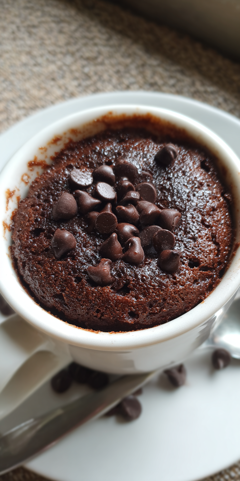 1 Minute Chocolate Mug Cake served warm with cozy spices