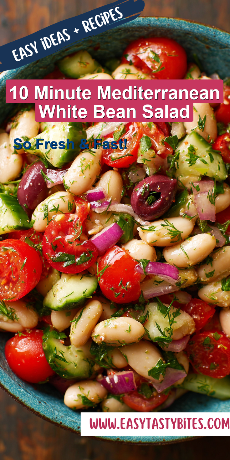 10 Minute Mediterranean White Bean Salad served warm with cozy spices
