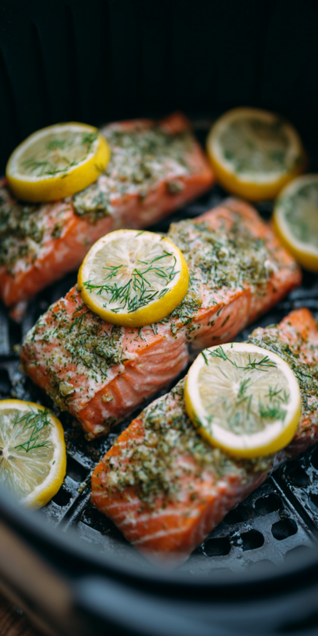 Air Fryer Salmon High Protein Dinner served warm with cozy spices