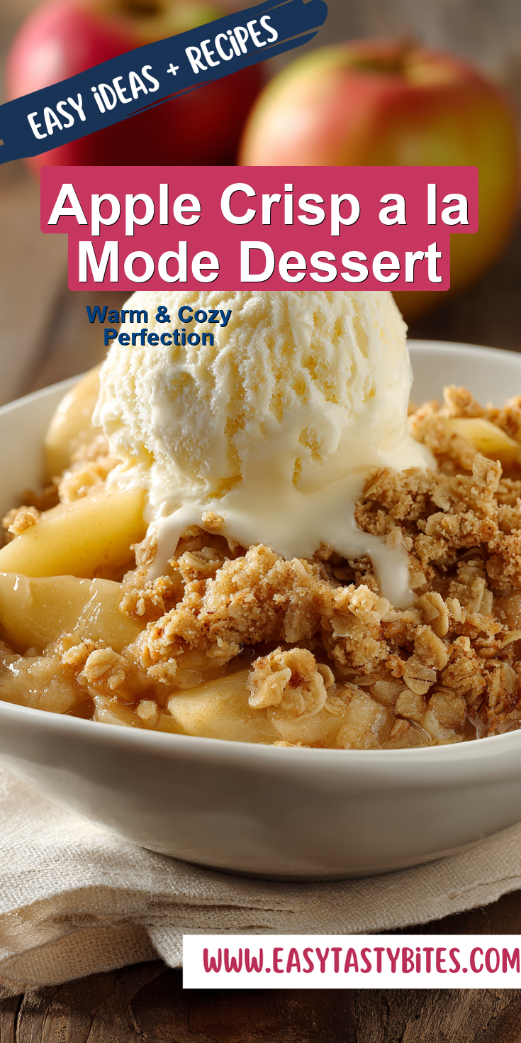 Apple Crisp a la Mode Dessert served warm with cozy spices