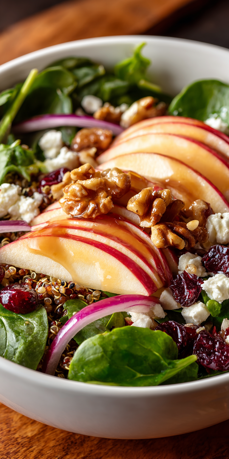 Apple Walnut Harvest Salad Bowl served warm with cozy spices