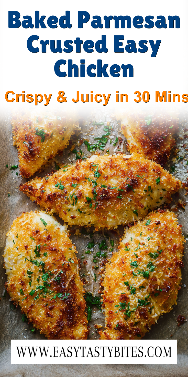 Baked Parmesan Crusted Easy Chicken served warm with cozy spices