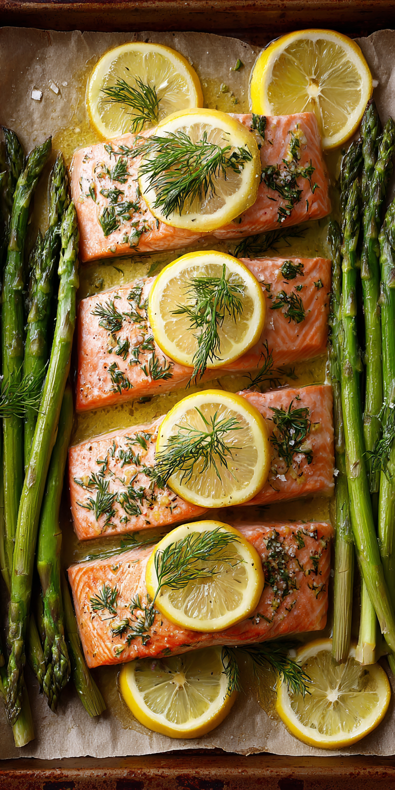 Baked Salmon with Asparagus Seafood served warm with cozy spices