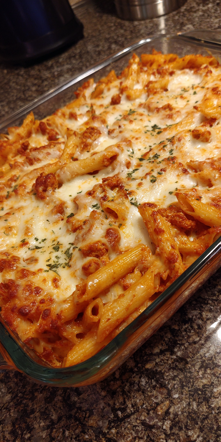 Baked Ziti with Cheese Quick Dinner served warm with cozy spices