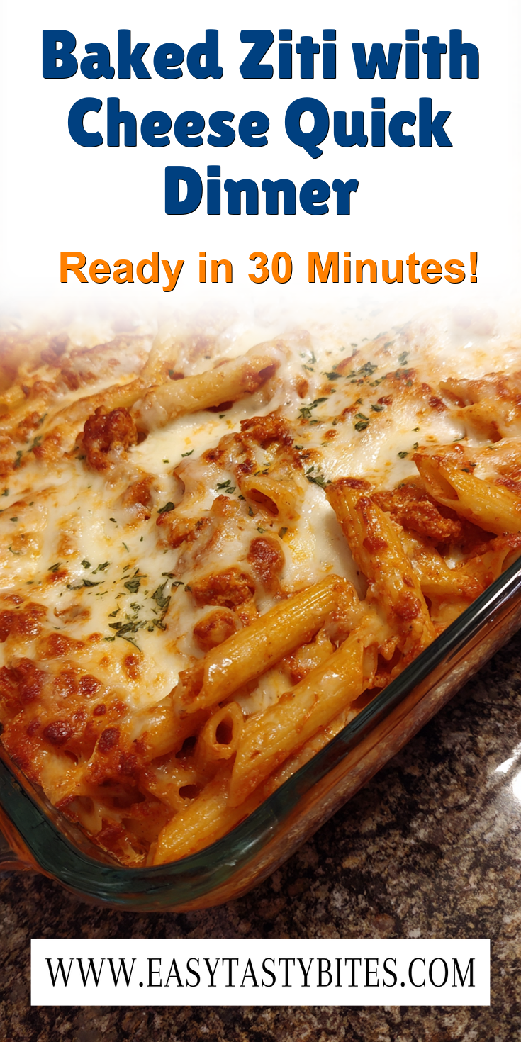 Baked Ziti with Cheese Quick Dinner served warm with cozy spices