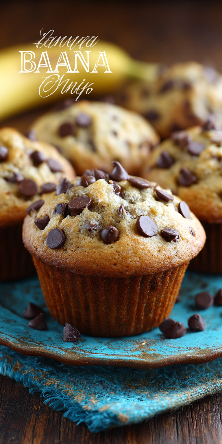 Bakery Style Chocolate Chip Banana Muffins served warm with cozy spices