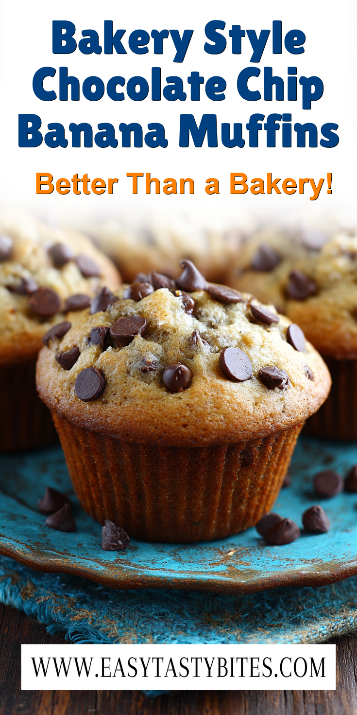 Bakery Style Chocolate Chip Banana Muffins served warm with cozy spices