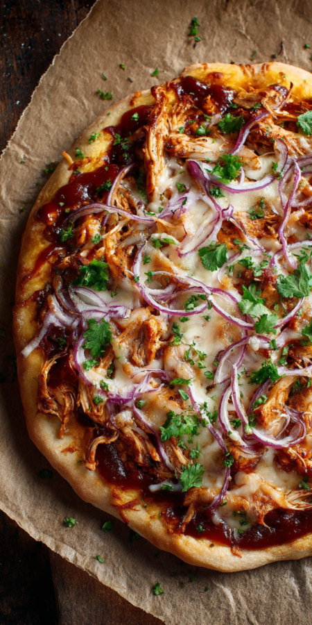BBQ Chicken Pizza Simple and Quick served warm with cozy spices