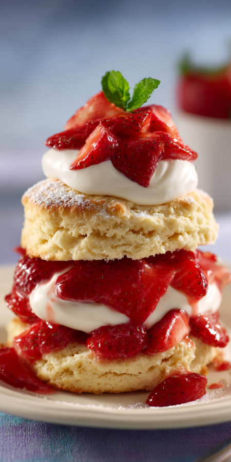 Bisquick Strawberry Shortcake Recipe served warm with cozy spices