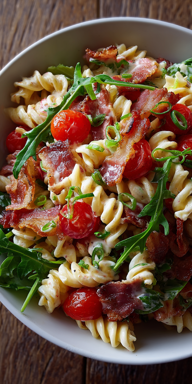 BLT Pasta Salad Bowl served warm with cozy spices