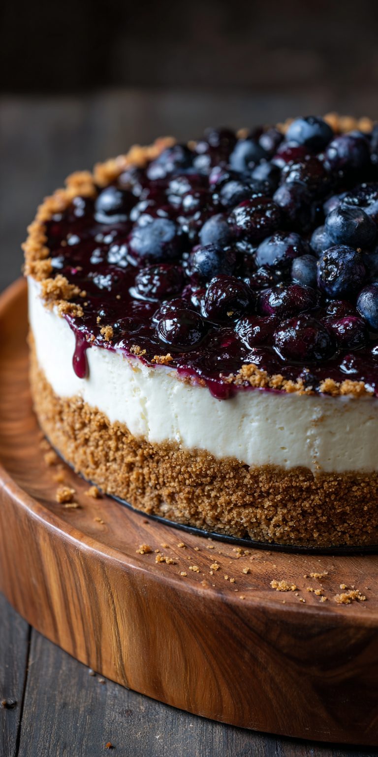 Blueberry Crumble Cheesecake served warm with cozy spices