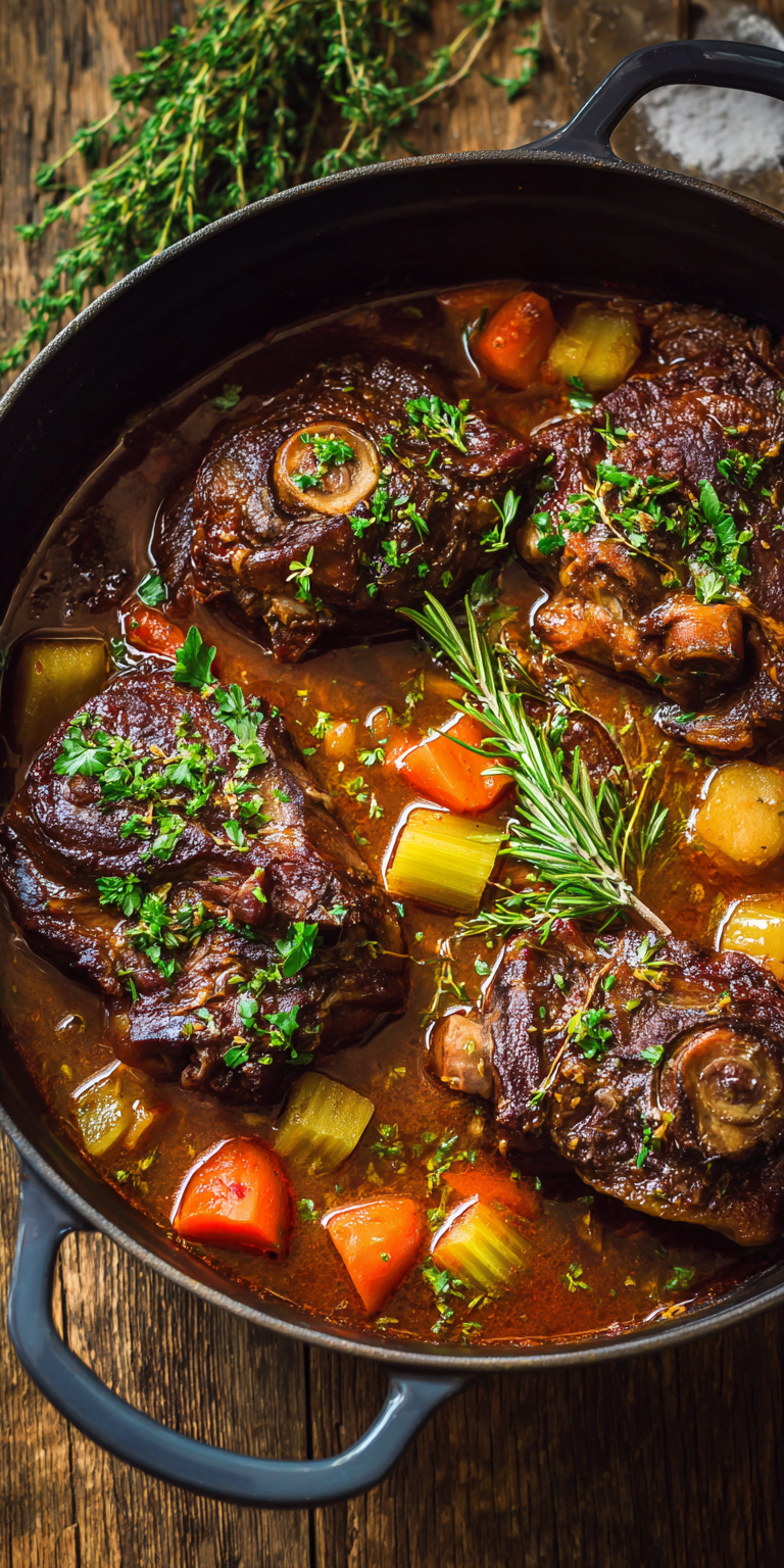 Braised Venison Shanks with Herbs served warm with cozy spices