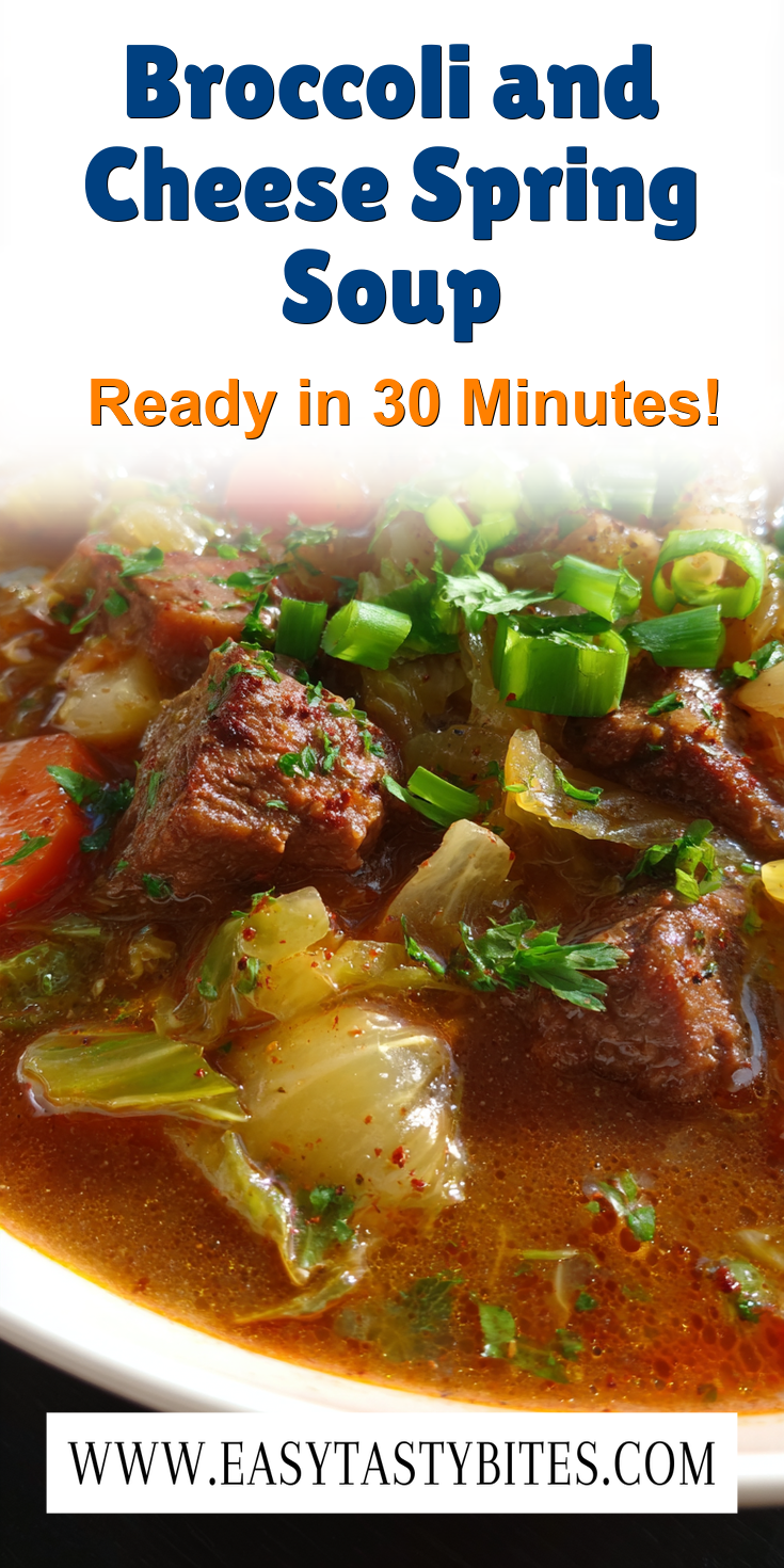 Broccoli and Cheese Spring Soup served warm with cozy spices