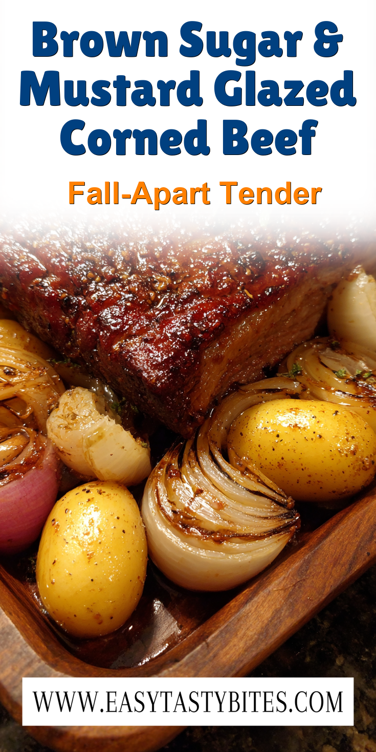 Brown Sugar & Mustard Glazed Corned Beef served warm with cozy spices