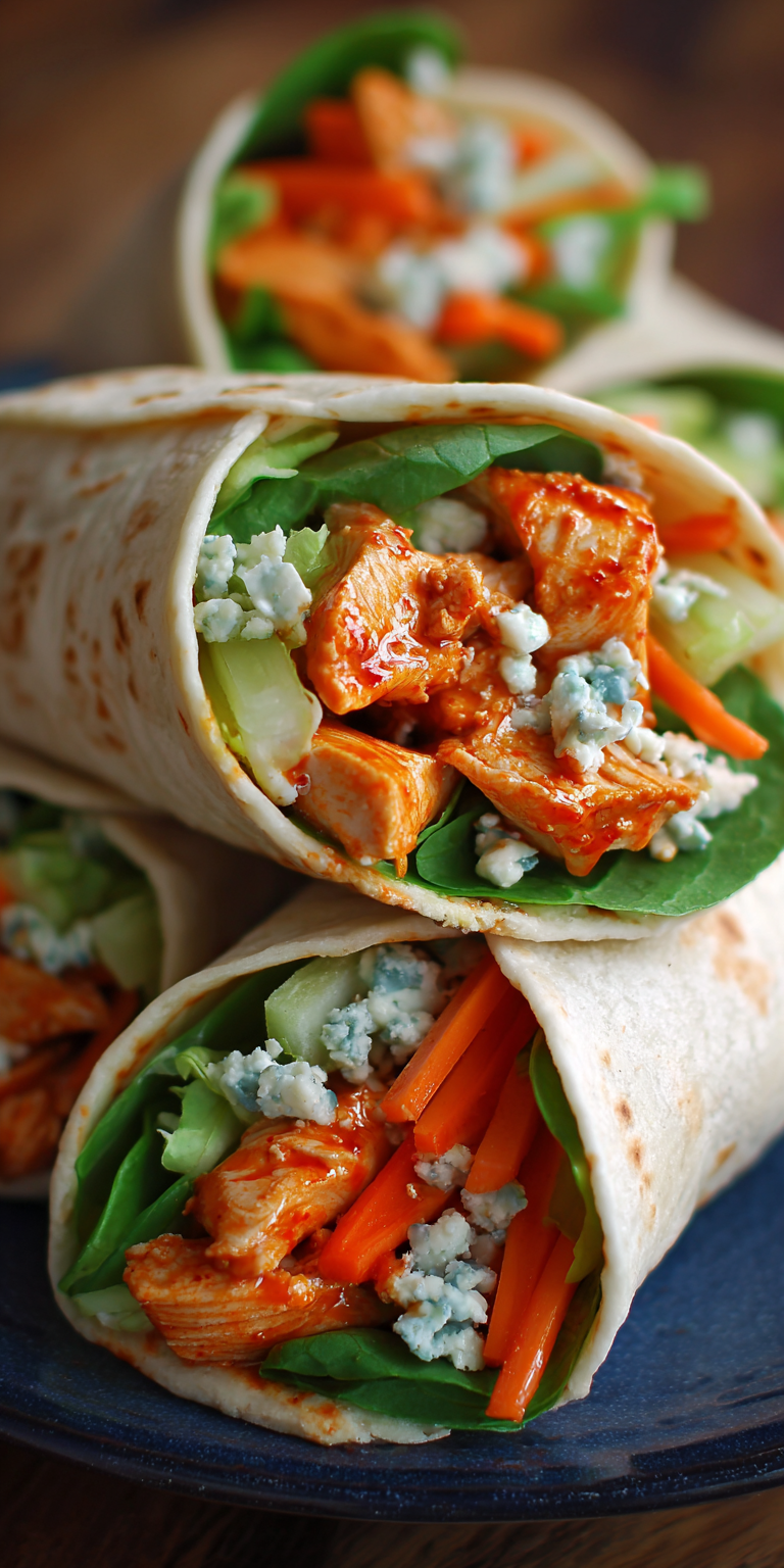 Buffalo Chicken Wraps for Lunch served warm with cozy spices
