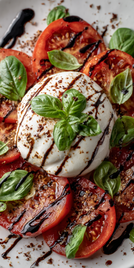 Burrata Caprese Healthy Salads served warm with cozy spices