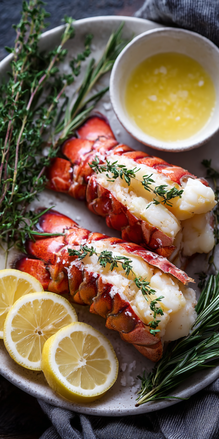 Butter Poached Lobster Tail Seafood served warm with cozy spices