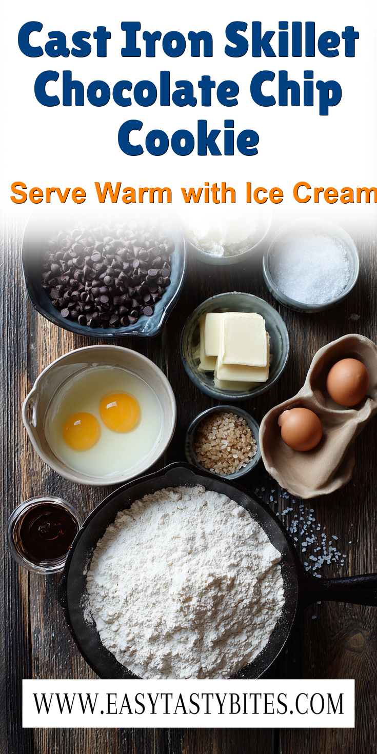 Cast Iron Skillet Chocolate Chip Cookie served warm with cozy spices