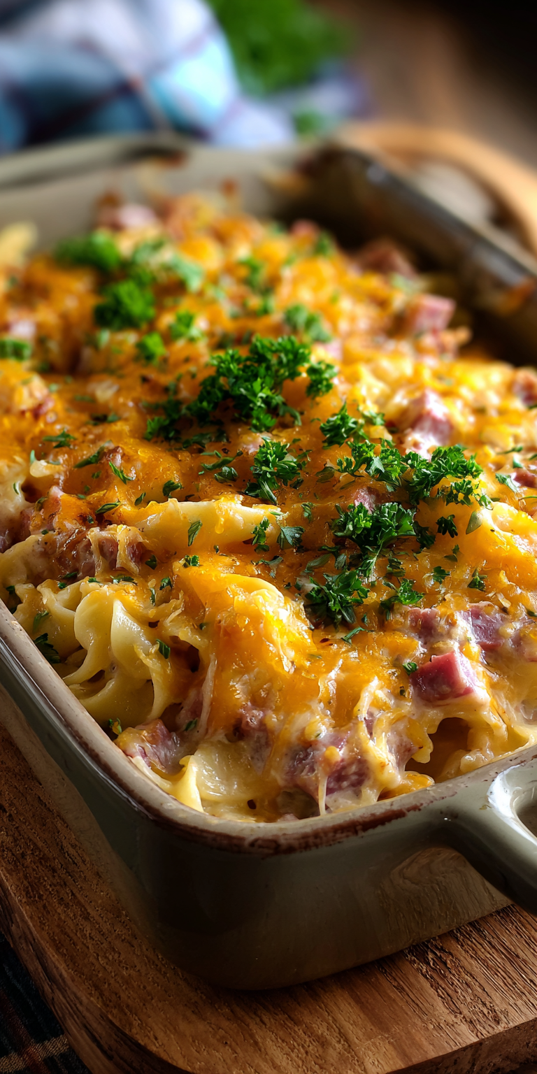 Cheesy Corned Beef Casserole Bake served warm with gentle spices and a cozy aroma