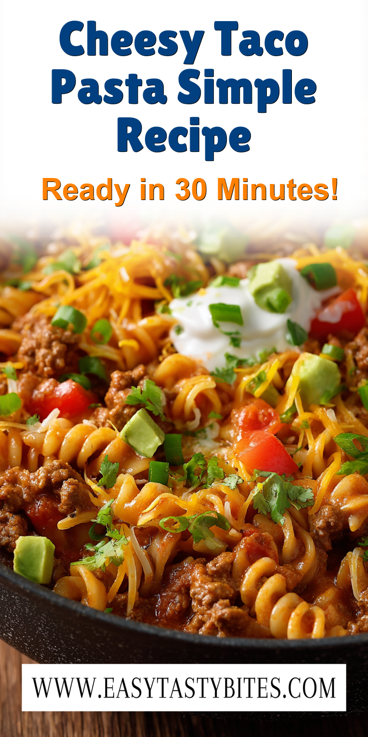 Cheesy Taco Pasta Simple Recipe served warm with cozy spices