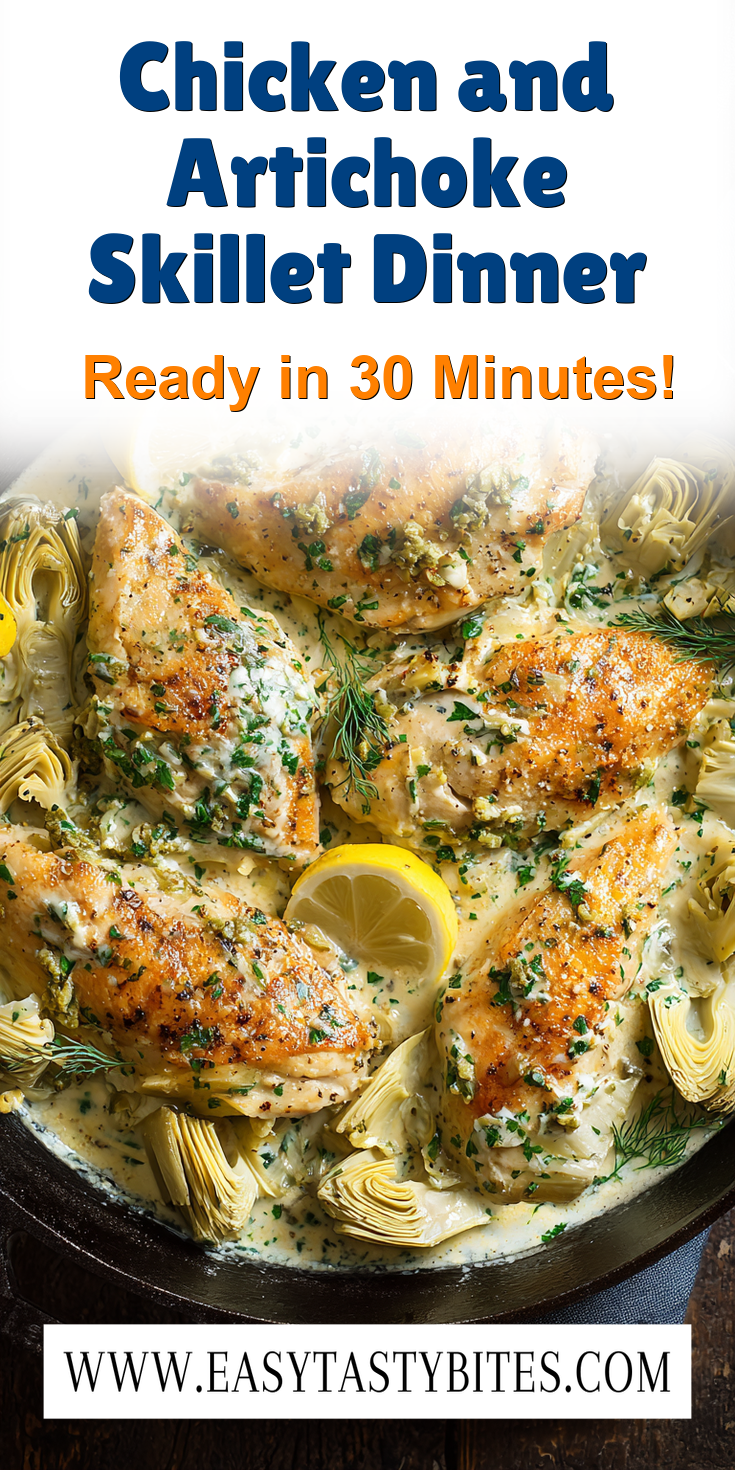 Chicken and Artichoke Skillet Dinner served warm with cozy spices