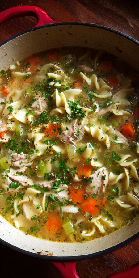 Chicken Noodle Soup Easy Meal served warm with cozy spices