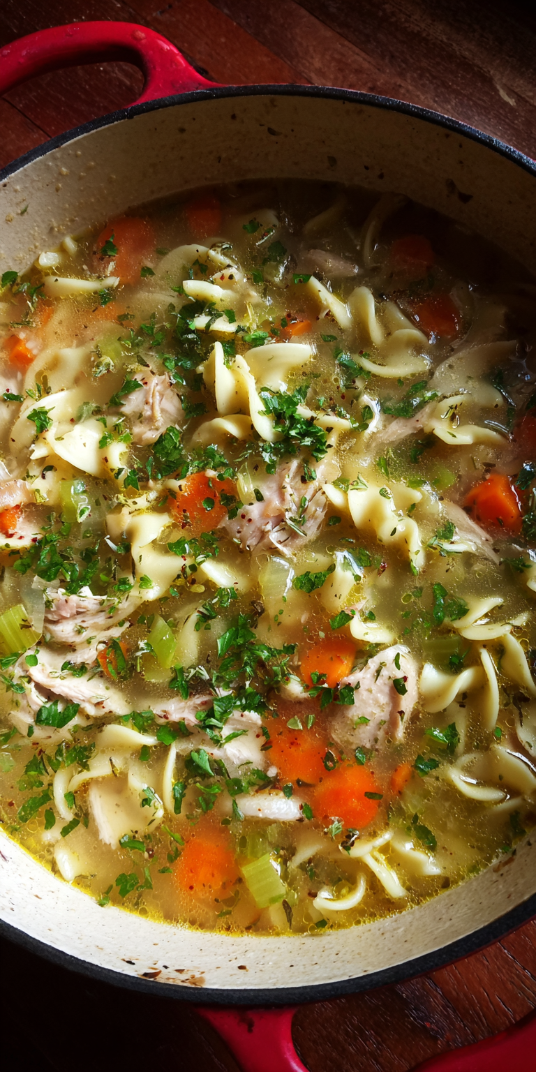 Chicken Noodle Soup Easy Meal served warm with cozy spices