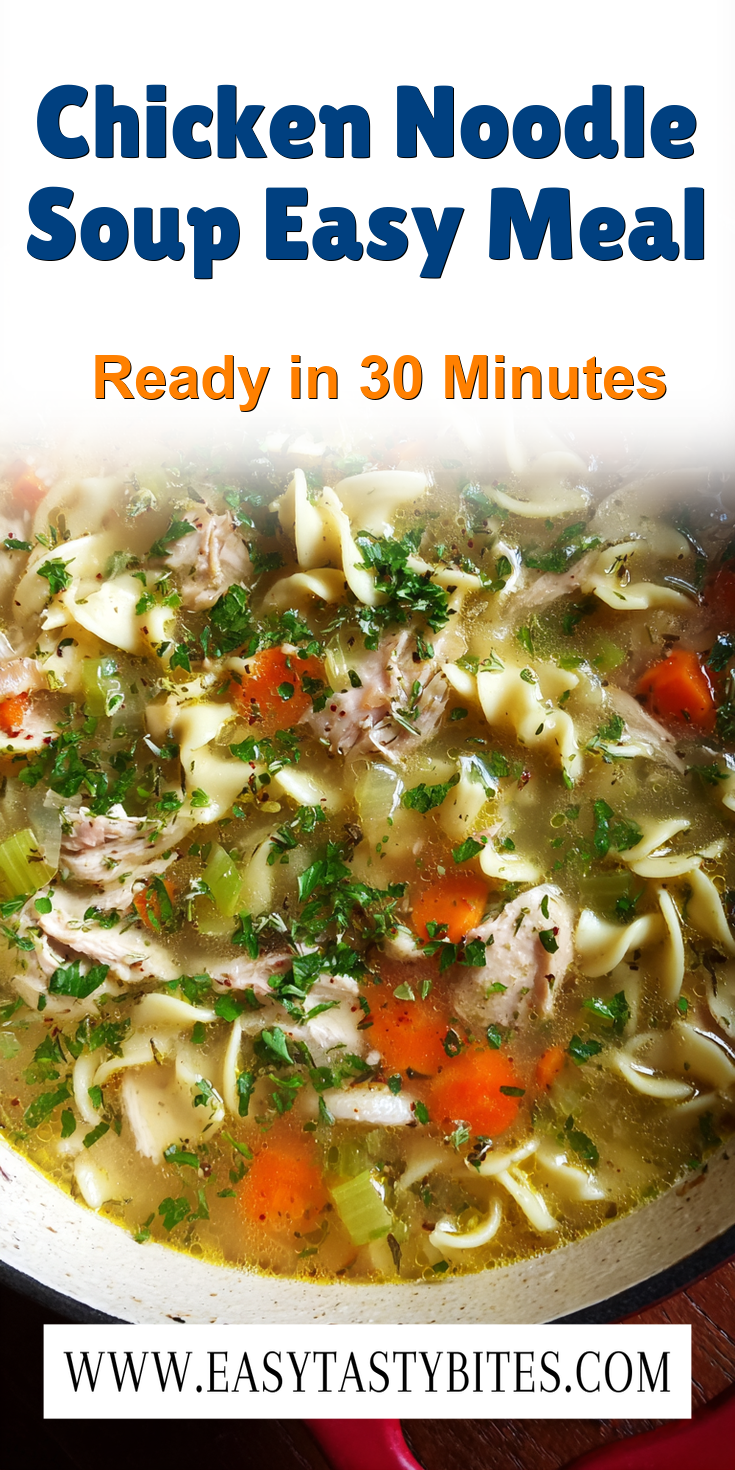 Chicken Noodle Soup Easy Meal served warm with cozy spices