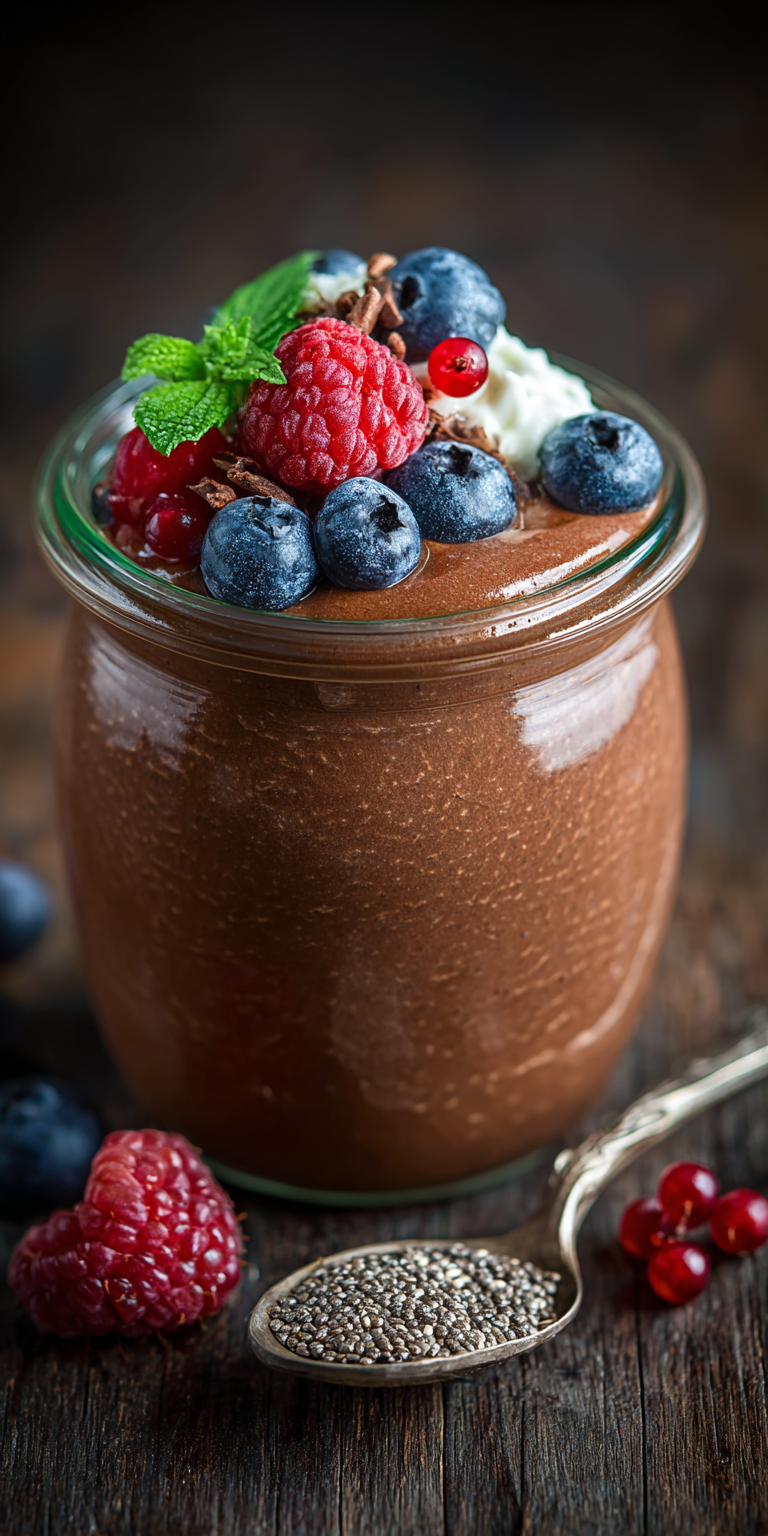 Chocolate Chia Pudding High Protein Snacks served warm with cozy spices