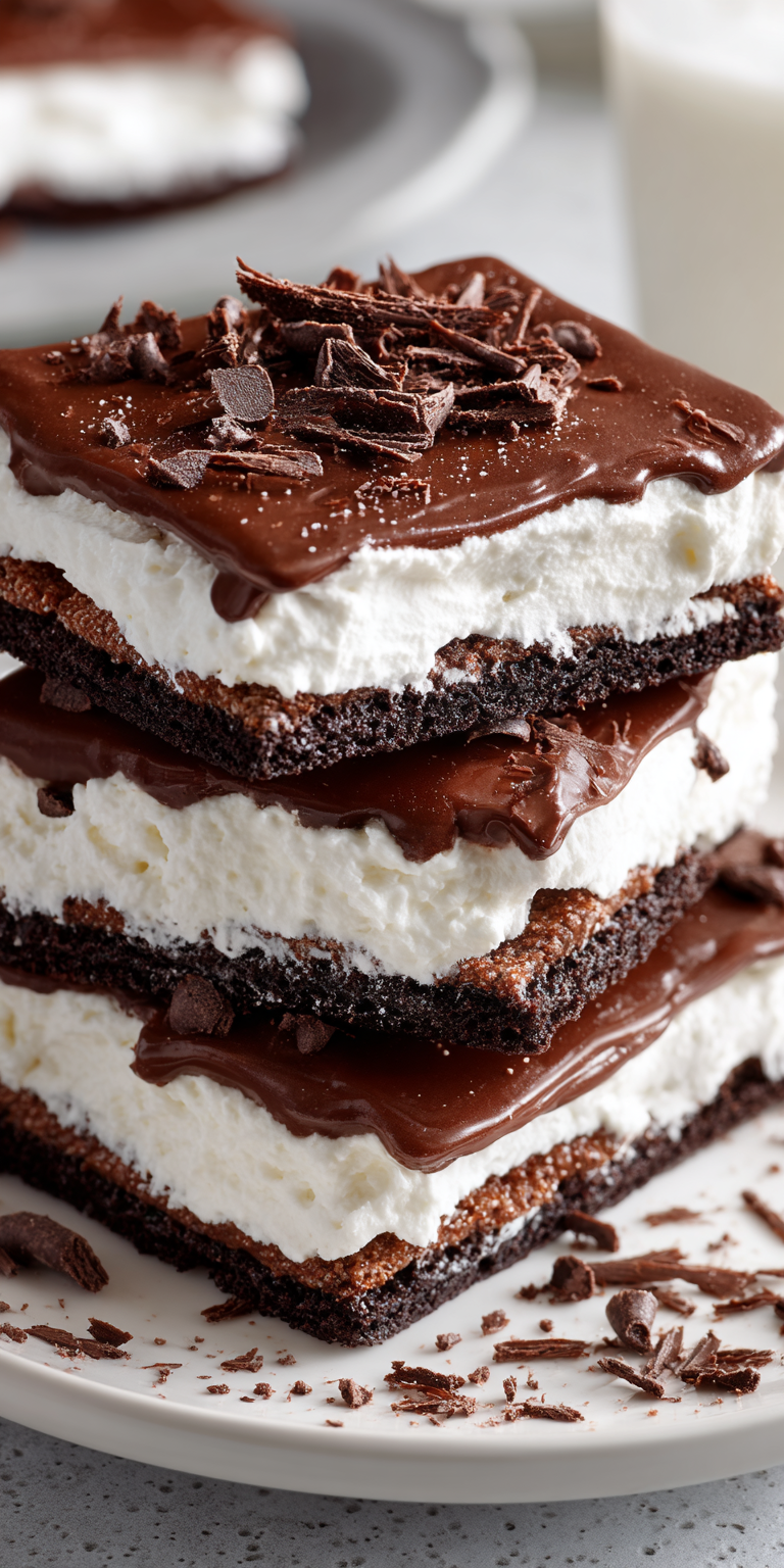 Chocolate Lasagna Layered Dessert served warm with cozy spices