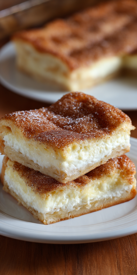 Churro Cheesecake Bars Dessert served warm with cozy spices