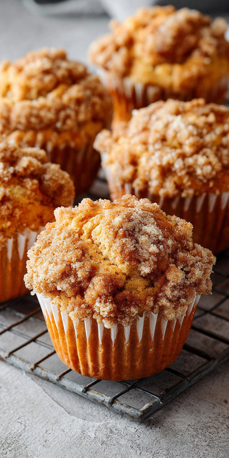 Cinnamon Streusel Banana Muffins served warm with cozy spices
