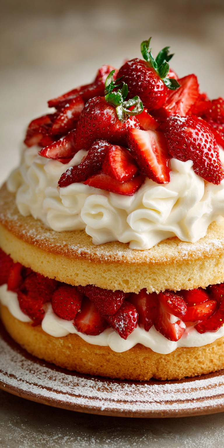 Classic Biscuit Strawberry Shortcake Cake served warm with cozy spices