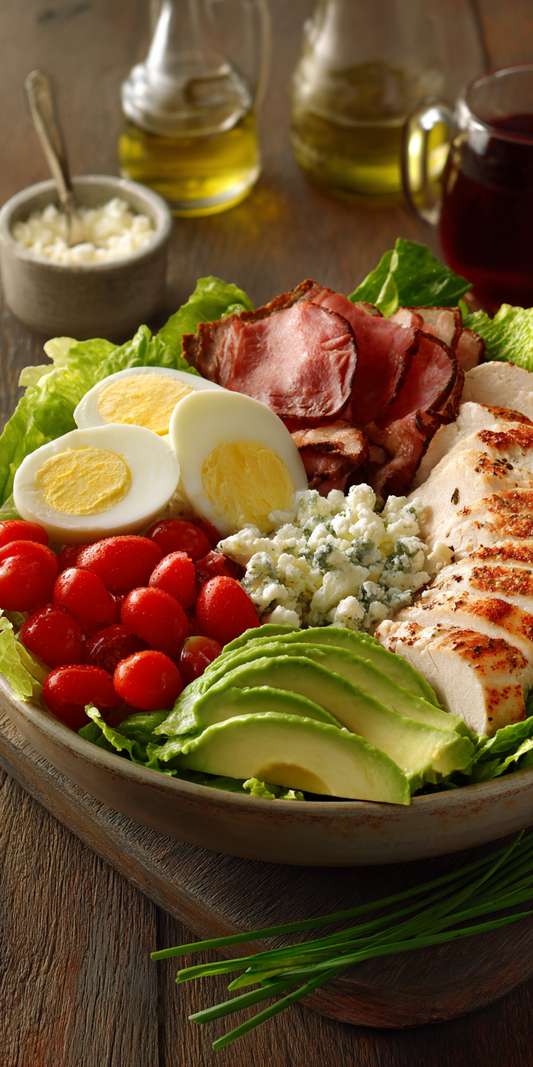 Classic Cobb Salad Lunch Bowl served warm with cozy spices