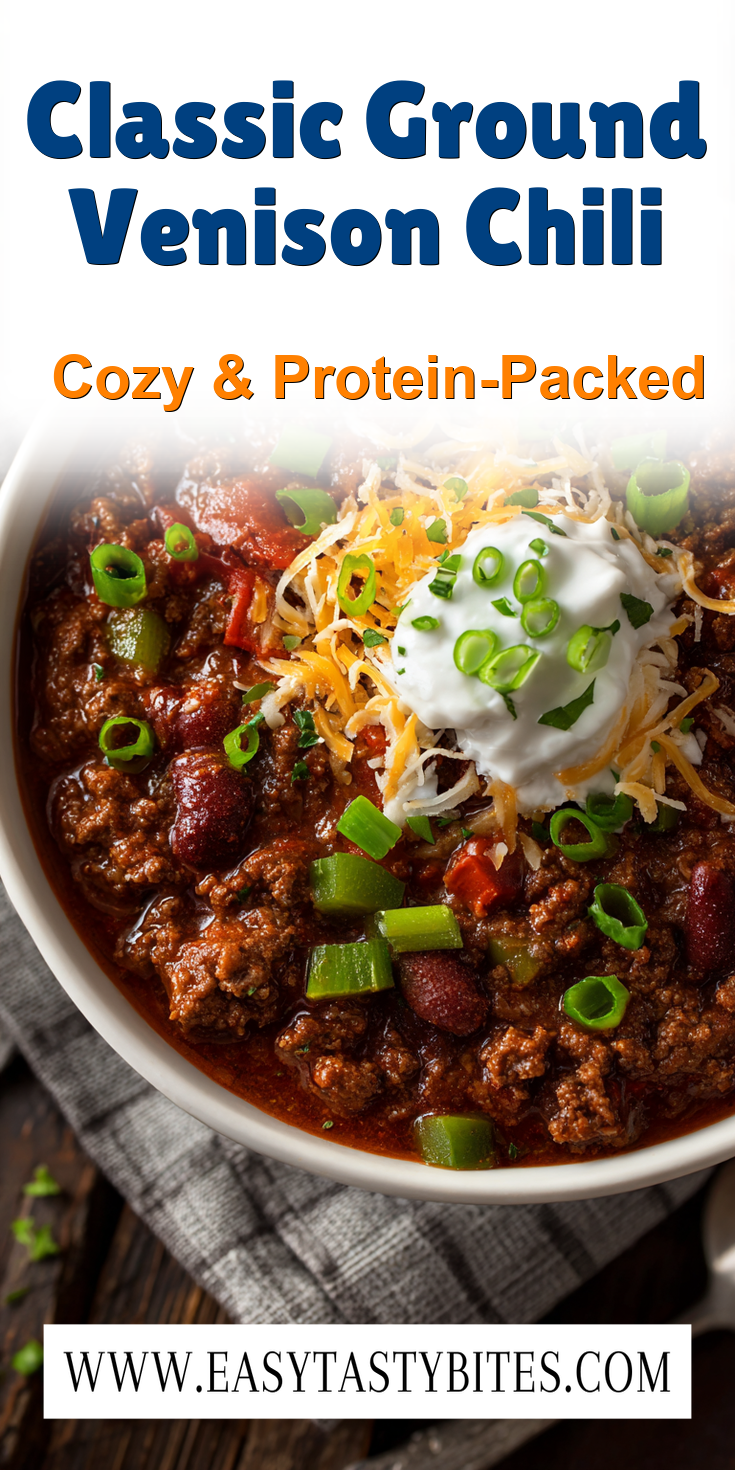 Classic Ground Venison Chili served warm with cozy spices