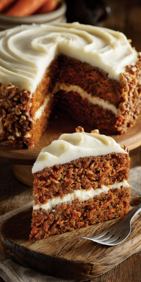 Classic Homemade Carrot Cake Recipe served warm with cozy spices
