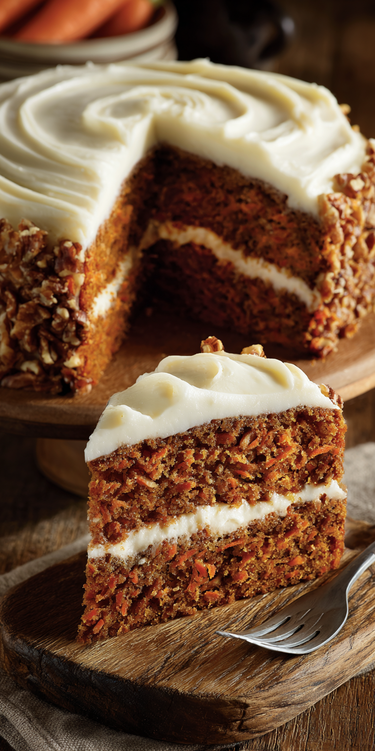 Classic Homemade Carrot Cake Recipe served warm with cozy spices