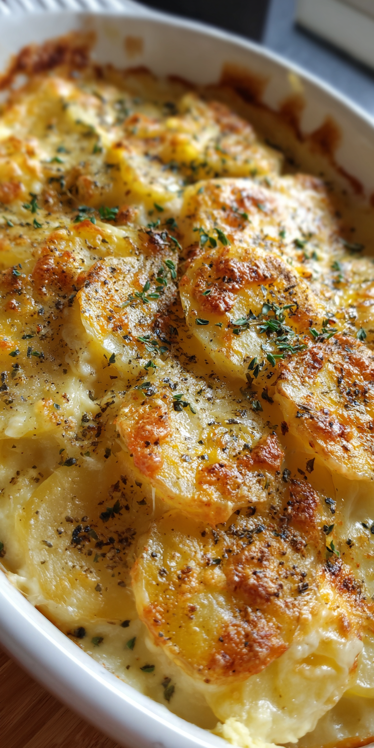 Classic Homemade Scalloped Potatoes served warm with cozy spices