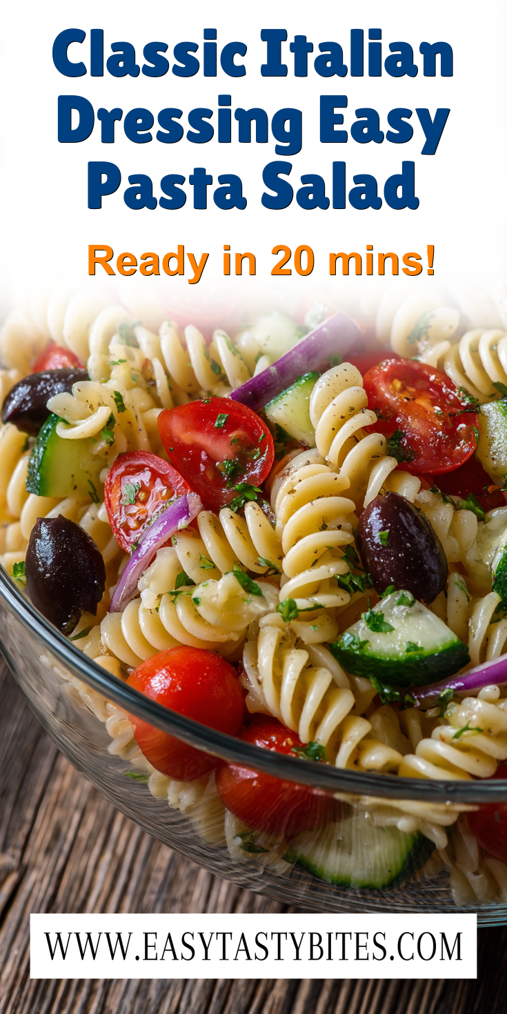 Classic Italian Dressing Easy Pasta Salad served warm with cozy spices