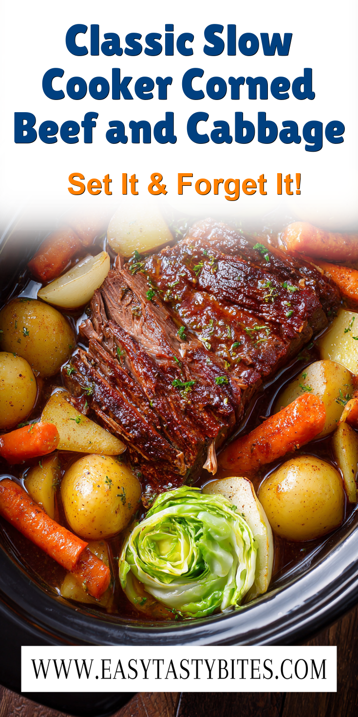 Classic Slow Cooker Corned Beef and Cabbage served warm with cozy spices
