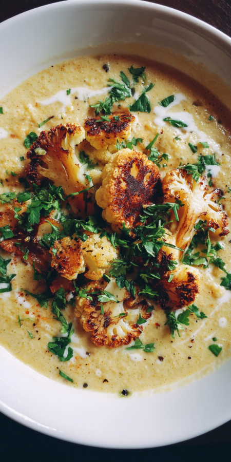 Coconut Cauliflower Soup served warm with cozy spices