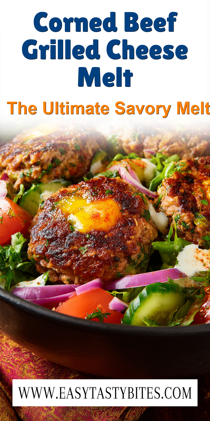 Corned Beef Grilled Cheese Melt served warm with cozy spices