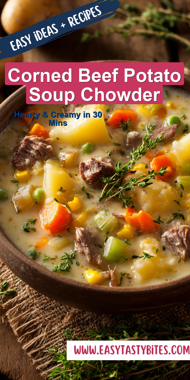 Corned Beef Potato Soup Chowder served warm with cozy spices