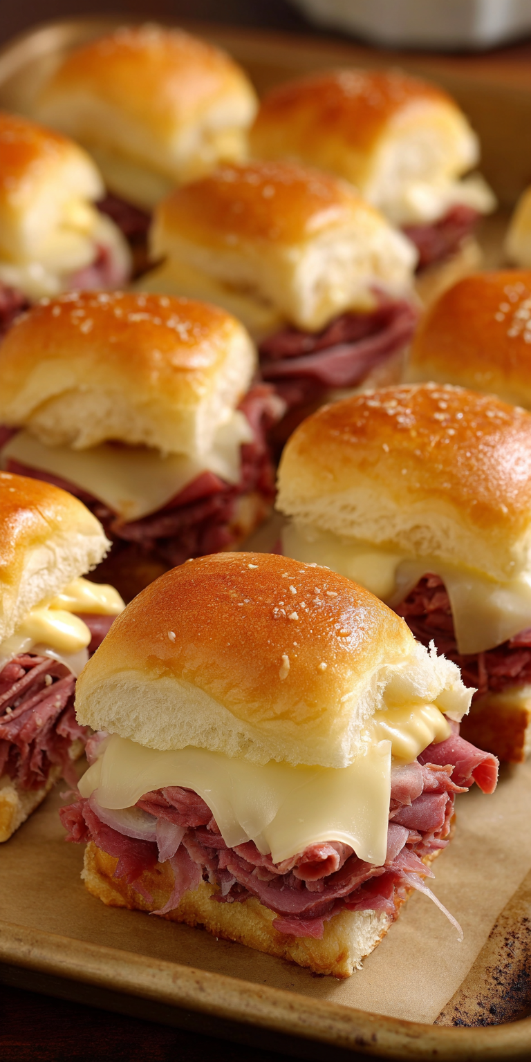 Corned Beef Sliders on Hawaiian Rolls served warm with cozy spices