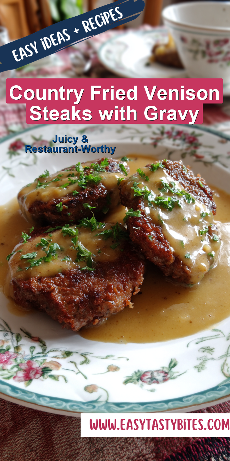 Country Fried Venison Steaks with Gravy served warm with cozy spices
