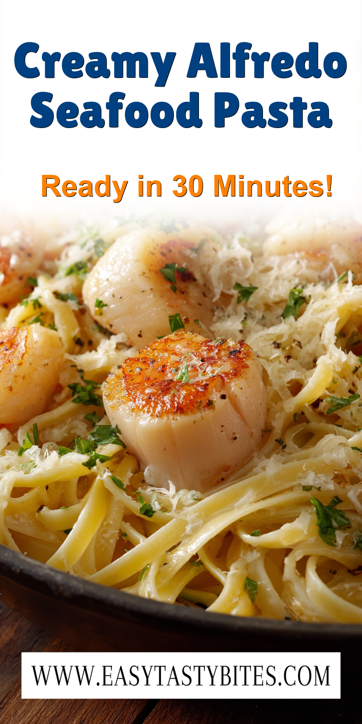 Creamy Alfredo Seafood Pasta served warm with cozy spices