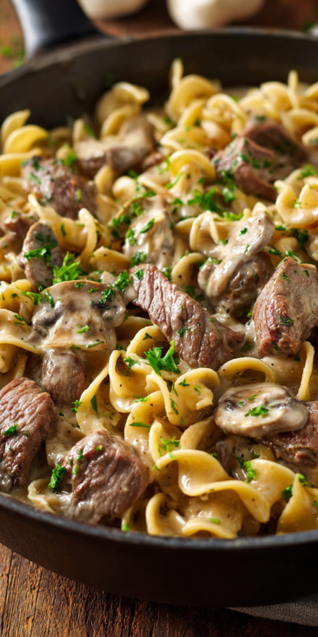 Creamy Beef Stroganoff Easy Dinner Ideas served warm with cozy spices