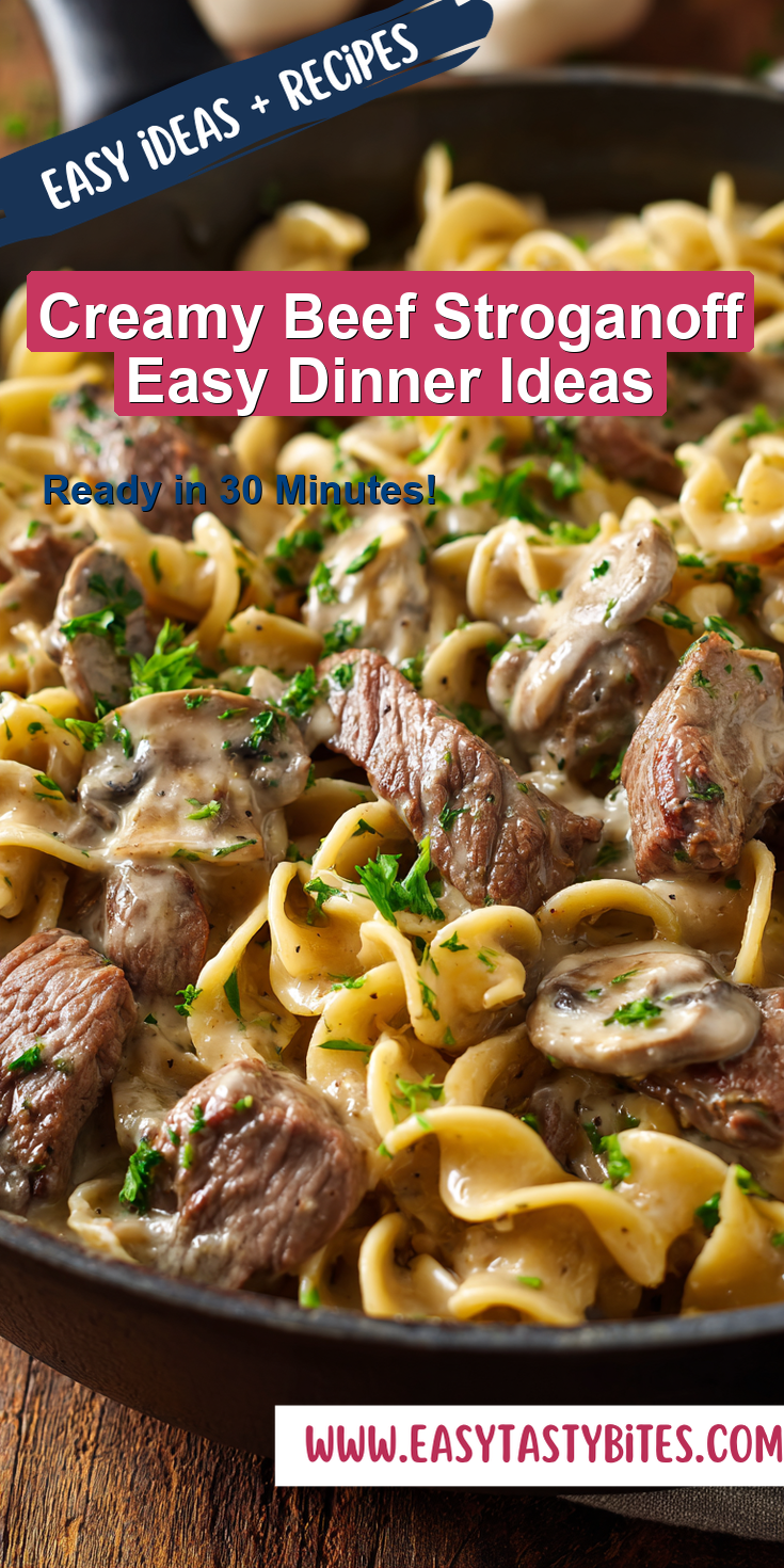Creamy Beef Stroganoff Easy Dinner Ideas served warm with cozy spices