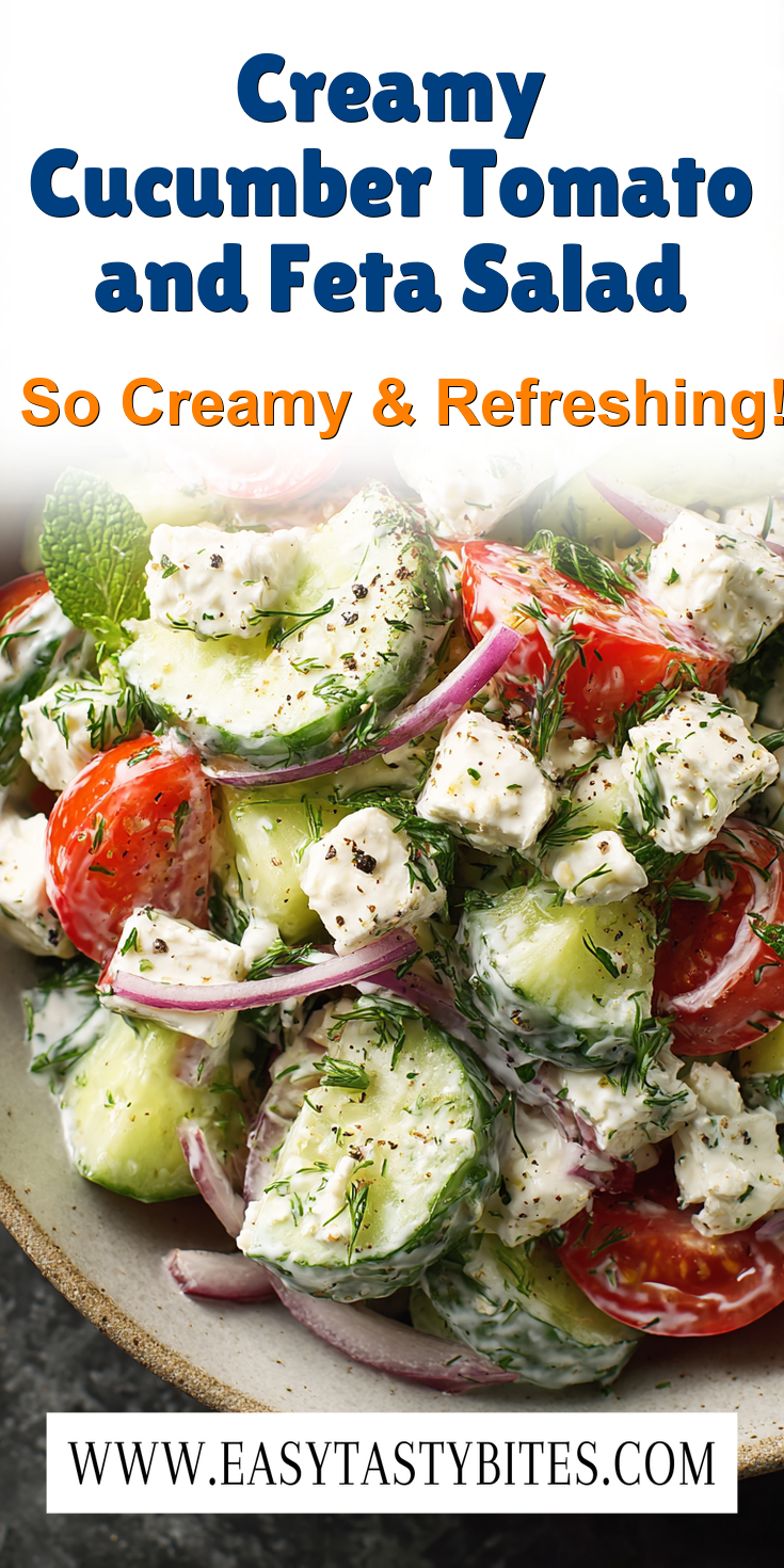 Creamy Cucumber Tomato and Feta Salad served warm with cozy spices